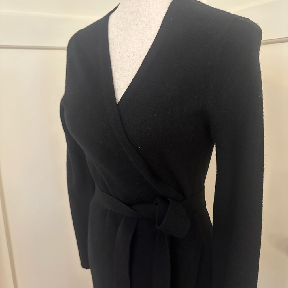 DVF Cashmere Blend Black Wrap Dress - Picture 3 of 13